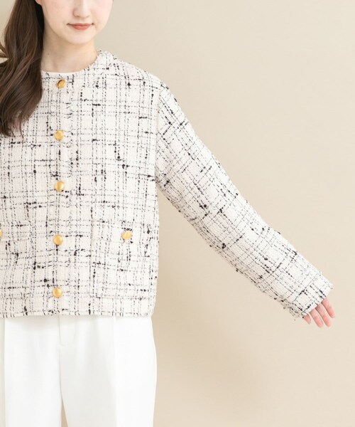 URBAN RESEARCH ROSSO（アーバンリサーチロッソ）の「『WEB限定』ツイードノーカラージャケット（ノーカラージャケット・レディース・OFF/BLACK・Free）」の14枚目の写真