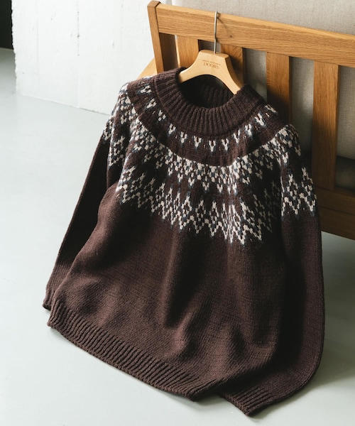 URBAN RESEARCH DOORS（アーバンリサーチドアーズ）の「求心柄モックネックニット（ニット/セーター・メンズ・OFF/BROWN/CHARCOAL・M/L）」の5枚目の写真