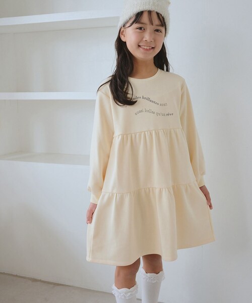 ROPE' PICNIC（ロペピクニック）の「【KIDS/キッズ】裏毛ティアードロゴワンピース（ワンピース・キッズ・ライトグレー/キナリ・L/M/S）」の3枚目の写真