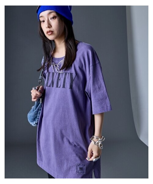 nissen（ニッセン）の「綿100％ピグメント染ロゴプリントチュニックTシャツ＜大きいサイズ有＞GEVS.（チュニック・レディース・トマトレッド/パープル/チャコール・M/L/LL/3L/4L/5L/6L/8L/10L）」の14枚目の写真