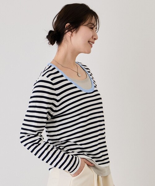 Jayro（ジャイロ）の「レイヤーニットプルオーバー（ニット/セーター・レディース・グレー系/ホワイト系/イエロー系・F）」の7枚目の写真