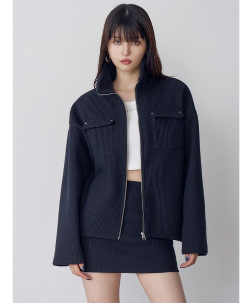MURUA（ムルーア）の「スタンドZIPブルゾン【セット販売対象】（ブルゾン・レディース・アイボリー/グレー/ネイビー・F）」の8枚目の写真