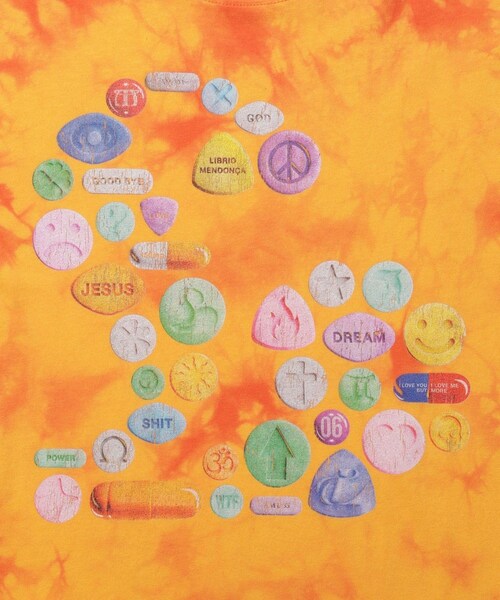 ADAM ET ROPE'(アダムエロペ)の「【LIBRIO MENDONCA/リブリオ メンドンサ】TIEDYE PILL TEE(Tシャツ/カットソー・メンズ・ブラック/オレンジ・L/M)」の7枚目の写真