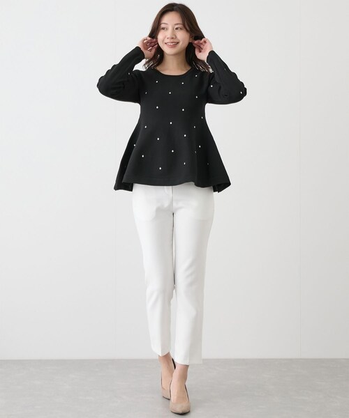 Jayro(ジャイロ)の「ドット刺繍ニット(ニット/セーター・レディース・ブラック/オフホワイト/ピンク・M)」の8枚目の写真