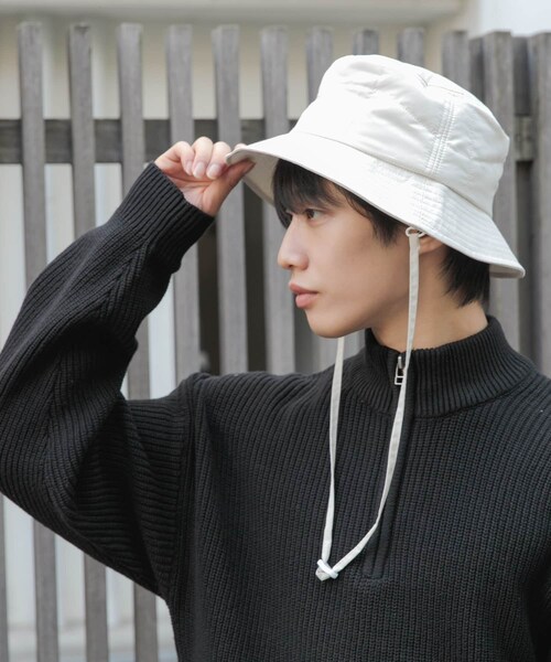 SENSE OF PLACE by URBAN RESEARCH(センスオブプレイスバイアーバンリサーチ)の「キルティングコードバケットハット(ハット・メンズ・IVORY/BLACK/KHAKI・one)」の1枚目の写真