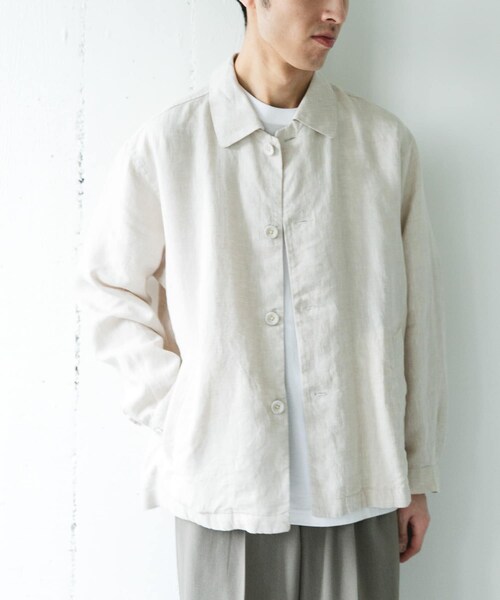 URBAN RESEARCH DOORS(アーバンリサーチドアーズ)の「シルケットリネン シャツジャケット(テーラードジャケット・メンズ・ECRU/BROWN/INK BLACK・M/L)」の6枚目の写真