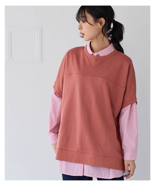 nissen（ニッセン）の「＜大きいサイズ＞綿１００％着まわし自由自在ゆったりスウェットTシャツ（スウェット・レディース・グレーベージュ/黒/スモークカーキ/レッド/杢グレー/ブリックオレンジ/杢チャコールグレー/ラズベリー・L~LL相当/3L~4L相当/5L~6L相当/8L相当/10L相当）」の8枚目の写真