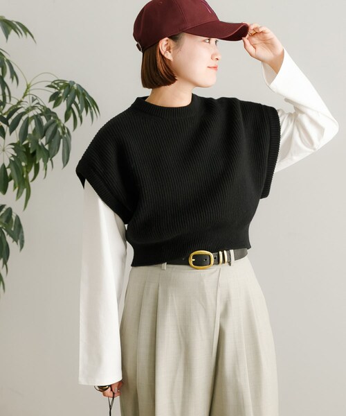 URBAN RESEARCH（アーバンリサーチ）の「『別注』ROUTINE×URBAN RESEARCH　WOOL KNIT VEST（ベスト・レディース・WHITE/BLACK/GREEN/WINE・-）」の16枚目の写真