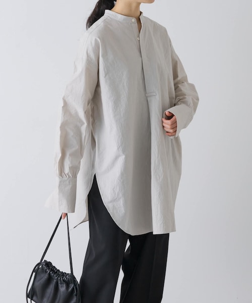 かぐれ（カグレ）の「コットンチュニックシャツ（シャツ/ブラウス・レディース・OFF/L/GRAY・Free）」の2枚目の写真