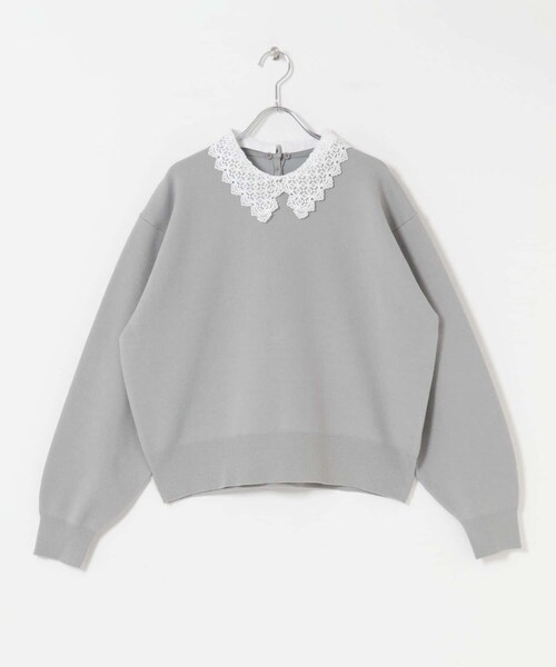 ITEMS URBANRESEARCH（アイテムズ アーバンリサーチ）の「衿レーススウェットライクニット（ニット/セーター・レディース・GRY/NVY/IVO・Free）」の16枚目の写真