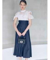 MERCURYDUO | 【WEB限定サイズあり】シアーチェックラッフルドッキングワンピース(ワンピース)