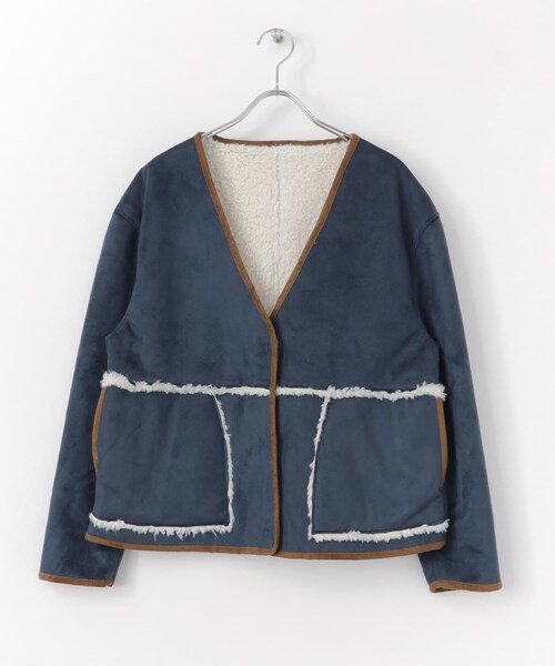 ITEMS URBANRESEARCH(アイテムズ アーバンリサーチ)の「フェイクムートンリバーシブルショートコート∴(ムートンコート・レディース・KHK/NVY/L.GRY・FREE)」の3枚目の写真