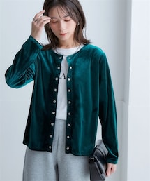 nissen | ふわふわベロアクルーネックカーディガン＜大きいサイズ有＞(カーディガン/ボレロ)