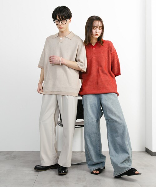 SENSE OF PLACE by URBAN RESEARCH(センスオブプレイスバイアーバンリサーチ)の「『ユニセックス』『洗濯可』ミックススキッパーニット(ニット/セーター・メンズ・L.BEIGE/OLIVE/RED・M/L)」の20枚目の写真