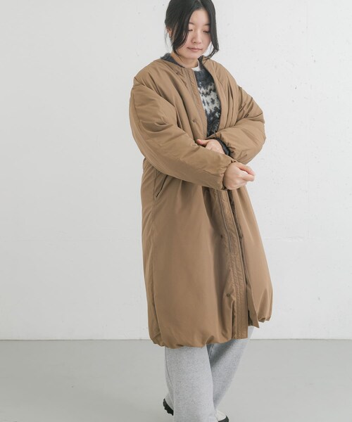 EKAL（エカル）の「『UR TECH』中綿 ノーカラーコート（その他アウター・レディース・ダークブラウン/モカ/チャコール・one）」の19枚目の写真