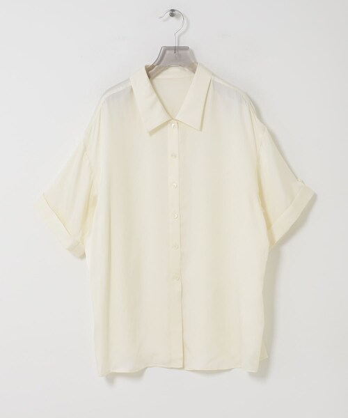 URBAN RESEARCH（アーバンリサーチ）の「ハーフスリーブキュプラシャツ（シャツ/ブラウス・レディース・OFF WHITE/BLACK・Free）」の3枚目の写真