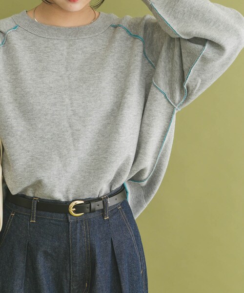 ITEMS URBANRESEARCH(アイテムズ アーバンリサーチ)の「リバーシブルスウェットライクニット(ニット/セーター・レディース・GRY×BLU/NVY×RED/YEO×BRN・FREE)」の11枚目の写真