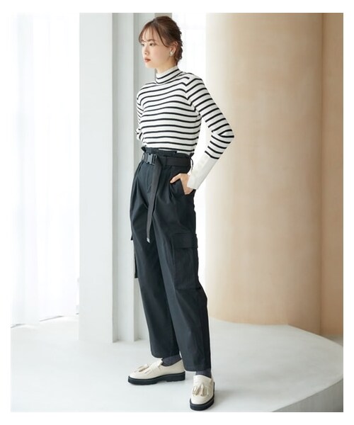 nissen（ニッセン）の「大きいサイズ　ベルト付カーゴパンツ　miclat（パンツ・レディース・ベージュ/黒・L/LL/3L/4L/5L/6L/8L/10L）」の3枚目の写真