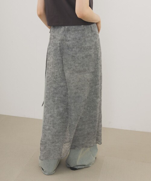 KBF（ケイビーエフ）の「透かし編みウエストクロス（スカート・レディース・GRAY/L.PINK・One）」の8枚目の写真
