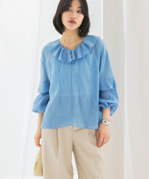 URBAN RESEARCH ROSSO（アーバンリサーチロッソ）の「『WEB/一部店舗限定カラー』楊柳フリルブラウス（シャツ/ブラウス・レディース・SAX/WHITE/YELLOW/PINK・FREE）」の18枚目の写真