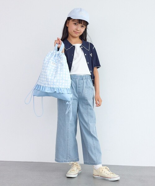 ROPE' PICNIC(ロペピクニック)の「【KIDS/キッズ】ハートポケットストレートワイドデニムパンツ(デニムパンツ・キッズ・ネイビー/サックス・L/M/S)」の14枚目の写真