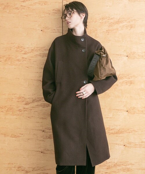 URBAN RESEARCH（アーバンリサーチ）の「スーパー100ウールスタンドカラーコート（テーラードジャケット・レディース・KHAKI/BROWN/D.NAVY・FREE）」の16枚目の写真