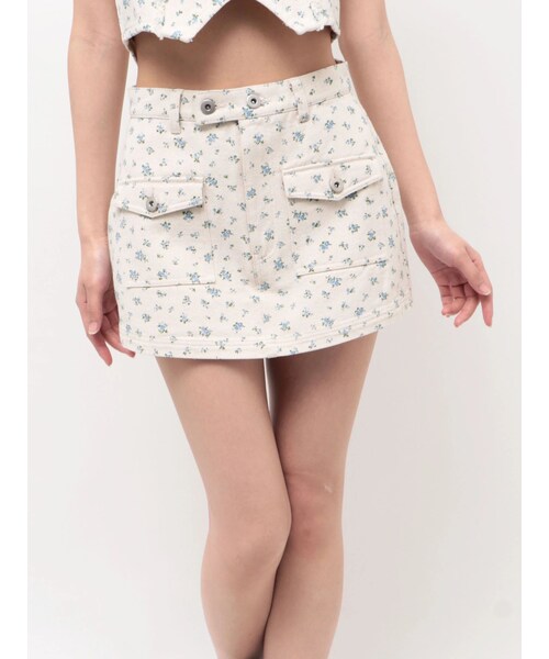 CALNAMUR（カルナムール）の「ツイルフラワーミニスカパン（スカート・レディース・ピンク/ブルー・S/M）」の4枚目の写真