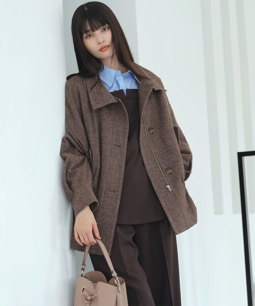 VIS（ビス）の「ドロストペプラムブルゾン（ブルゾン・レディース・グレー/ブラウン系・F）」の10枚目の写真