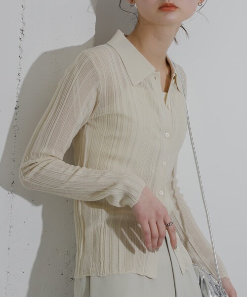 SENSE OF PLACE by URBAN RESEARCH（センスオブプレイスバイアーバンリサーチ）の「ランダムリブニットカーディガン（カーディガン/ボレロ・レディース・IVORY/BLACK/PINK・one）」の6枚目の写真