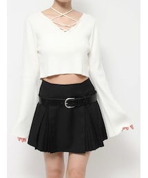 レースアップクロップドニット