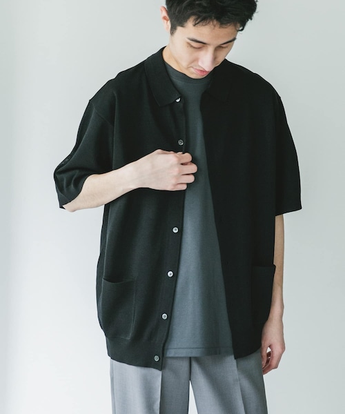 URBAN RESEARCH DOORS(アーバンリサーチドアーズ)の「リネンライクショートスリーブシャツカーディガン(カーディガン/ボレロ・メンズ・BLACK/GRAY/NAVY・M/L)」の1枚目の写真