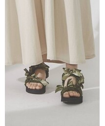 merry jenny | ribbonギャザーベルクロサンダル(サンダル)