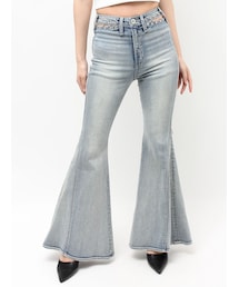 GYDA | ハイウエストopen ring bijou studsデザインフレアデニムパンツ(デニムパンツ)