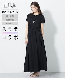 slattgir | 高身長【読者モデルと一緒に作りました】バイメタル天竺前後2WAYマキシワンピース(吸汗速乾・UVカット・接触冷感)(トールサイズ)(ワンピース)