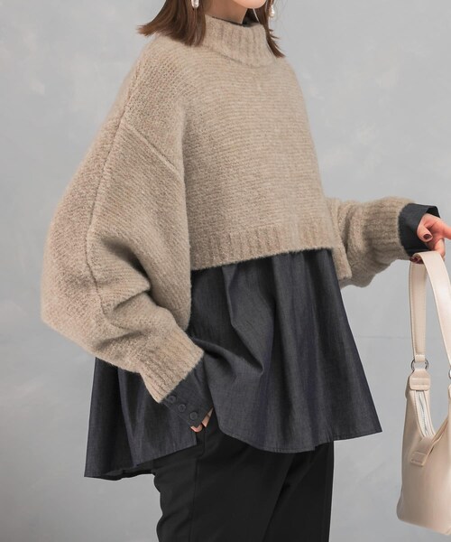 URBAN RESEARCH ROSSO（アーバンリサーチロッソ）の「クロップドマルチウェイニット（ニット/セーター・レディース・beige/aqua・FREE）」の3枚目の写真