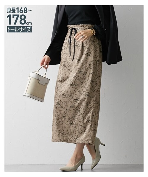 nissen（ニッセン）の「高身長　起毛花柄プリントストレートスカート（トールサイズ）（スカート・レディース・ブラウン系/黒系・MTT/LTT/LLTT/3LTT/4LTT/5LTT）」の9枚目の写真