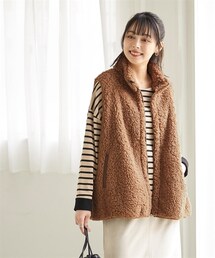 nissen | 大きいサイズ　裏フリースシープ調ボアロング丈ベスト(ベスト)