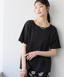 nissen | 【スッキリ見え設計】綿１００％ひんやりシルクライクカットソーゆるシルエットTシャツ（接触冷感・UVカット）＜大きいサイズ有＞(Tシャツ/カットソー)