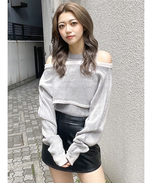 GYDA（ジェイダ）の「MANY WAYニットSETトップス（ニット/セーター・レディース・オフホワイト/ライトミックス/ダークミックス・F）」の5枚目の写真