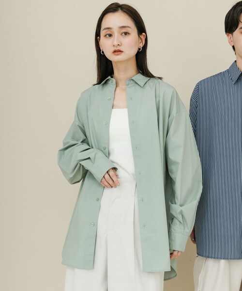 SENSE OF PLACE by URBAN RESEARCH（センスオブプレイスバイアーバンリサーチ）の「『ユニセックス』ブロードレギュラーカラールーズシャツ（シャツ/ブラウス・メンズ・CHARCOAL/MINT/L.BLU×NVY/NVY×SAX・M/L）」の22枚目の写真