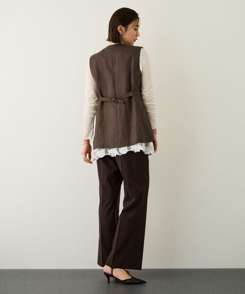 ROPE'（ロペ）の「リネン3ボタンジレ/セットアップ対応（ベスト・レディース・ダークブラウン系/ベージュ・F）」の16枚目の写真