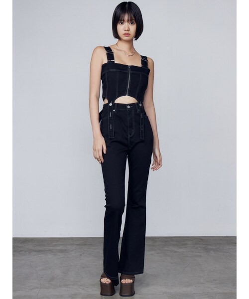 EMODA（エモダ）の「コルセットハングデニムサロペット（つなぎ/オールインワン・レディース・ブラック/ブルー/インディゴ・F/S/M）」の19枚目の写真