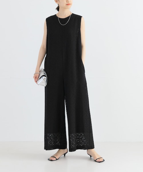 URBAN RESEARCH（アーバンリサーチ）の「Square Lace オールインワン（サロペット/オーバーオール・レディース・ブラック/オフ・S）」の2枚目の写真