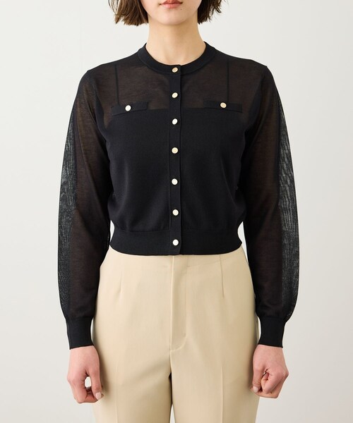 ROPE'(ロペ)の「LEVITA 金ボタンクルーネックシアーカーディガン/接触冷感・イージーケア(カーディガン/ボレロ・レディース・ブラック/ベージュ/レッド・F)」の22枚目の写真