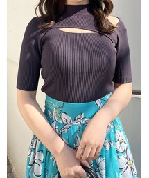 MERCURYDUO | 2WAYスリットボトルネックハーフスリーブニット(ニット/セーター)