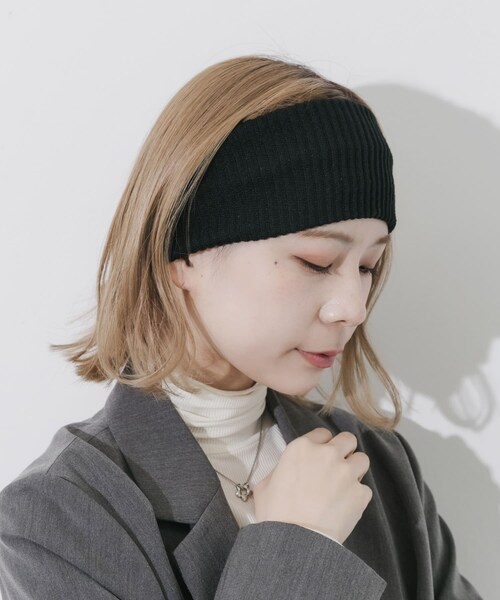 SMELLY（スメリー）の「リブニットワイドヘアバンド（ヘアバンド・レディース・BLK/DBR・-）」の3枚目の写真