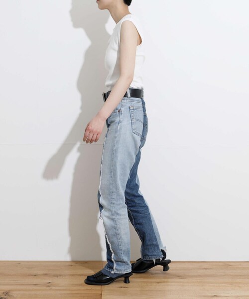 THE GOODLAND MARKET(ザグッドランドマーケット)の「『別注』MIDIUMISOLID×TGM Mix organic cotton tank-top(タンクトップ・レディース・Off/Black/Mocha・FREE)」の9枚目の写真
