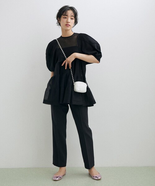 ADAM ET ROPE'（アダムエロペ）の「【Comfort embracement】別注 チュニック（シャツ/ブラウス・レディース・ブラック/ホワイト・F）」の5枚目の写真