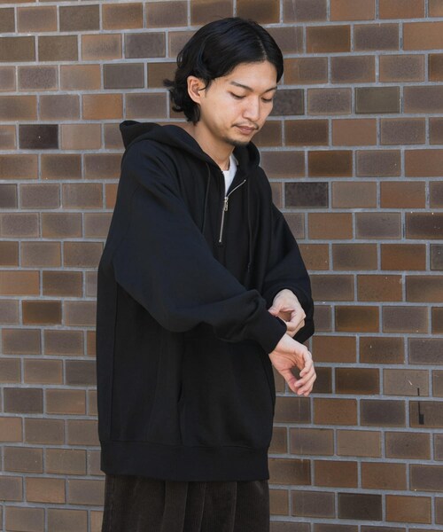 EKAL（エカル）の「QUICK DRY ハーフジップフーディー（スウェット・メンズ・グレー/ブラック・M/L）」の7枚目の写真