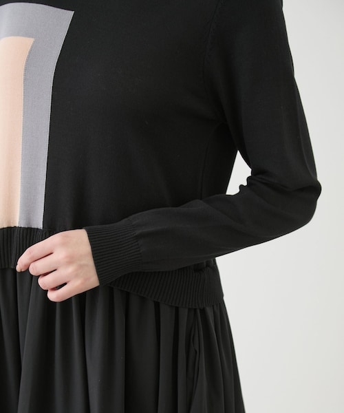 Jayro（ジャイロ）の「ニットドッキング配色ワンピース（ワンピース・レディース・ブラック/ベージュ/ブルー系・F）」の22枚目の写真